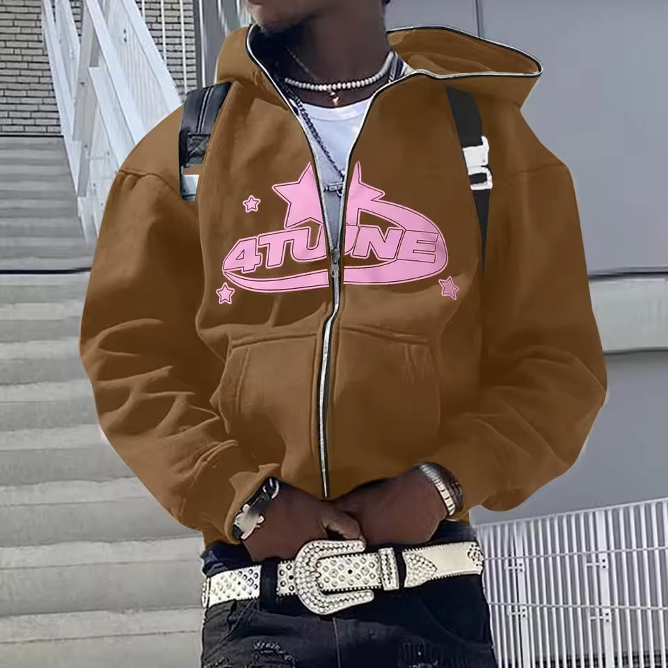 Y2K Zip-Up Hoodie Cardigan