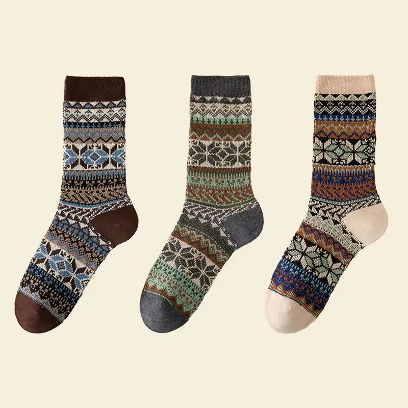 3 Pairs Men's Funky Pattern Crew Socks