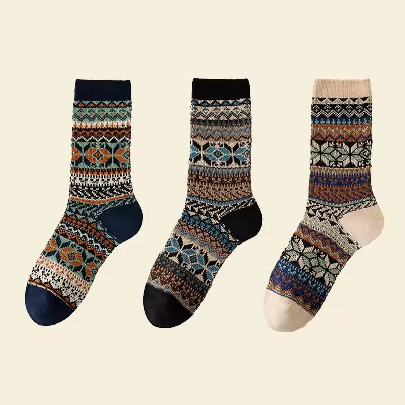 3 Pairs Men's Funky Pattern Crew Socks