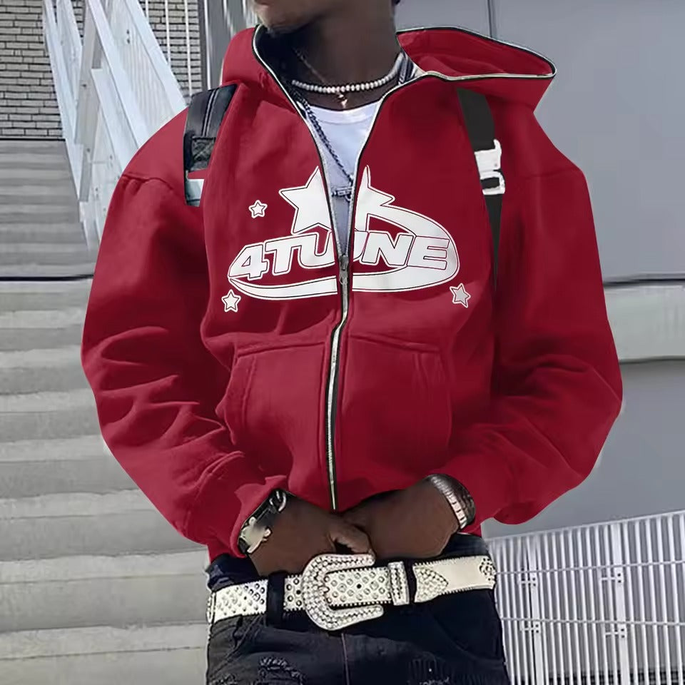 Y2K Zip-Up Hoodie Cardigan