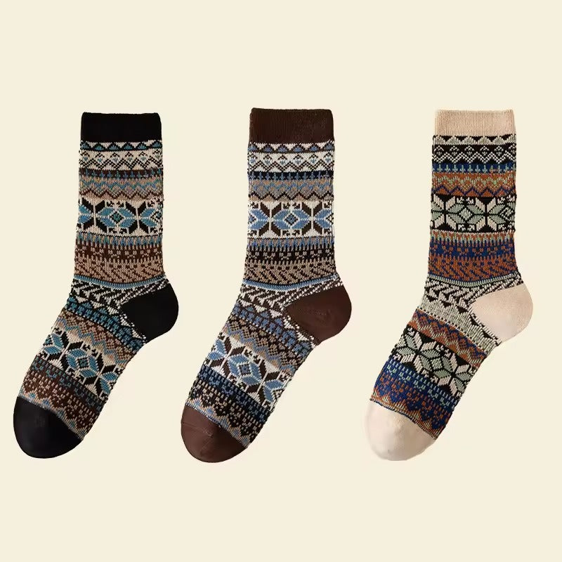 3 Pairs Men's Funky Pattern Crew Socks