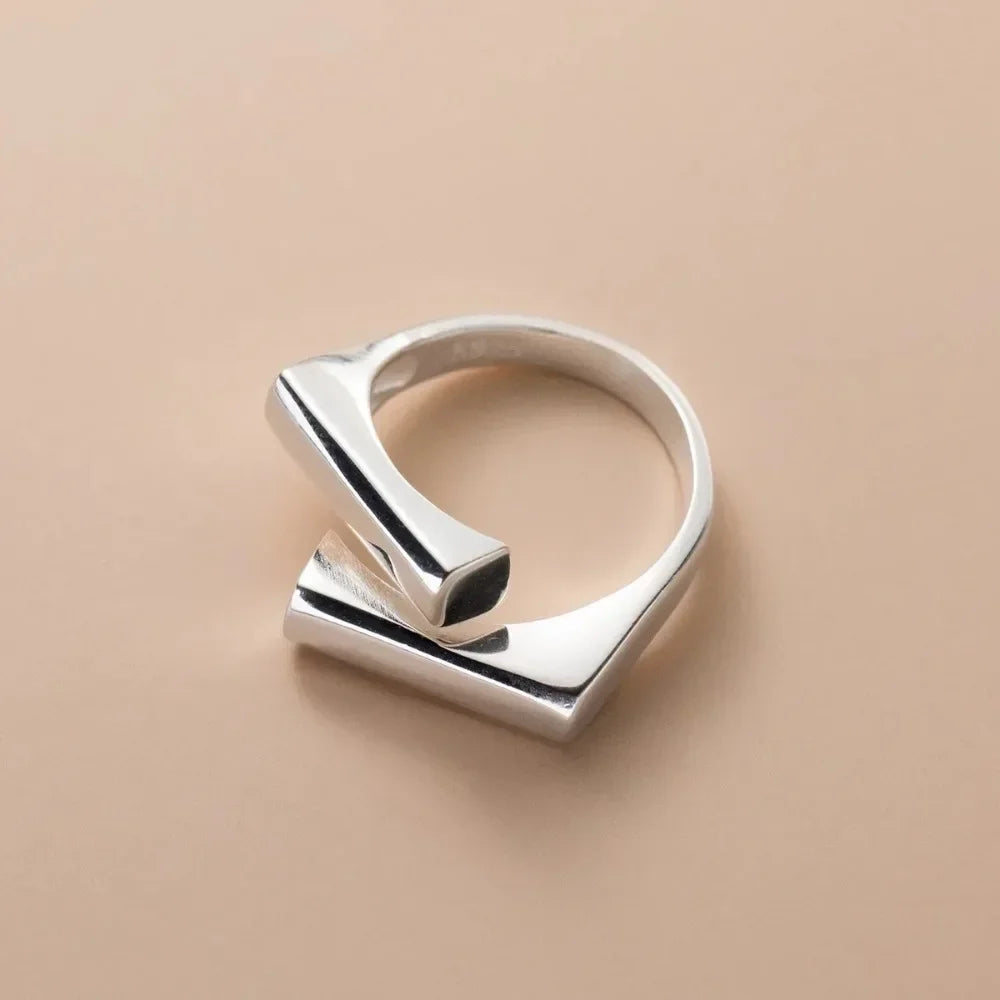925 Sterling Silver Irregular Open Ring for Women