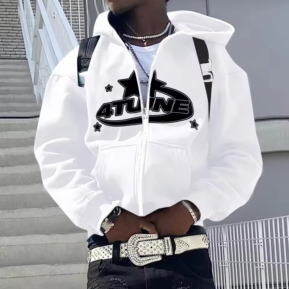 Y2K Zip-Up Hoodie Cardigan