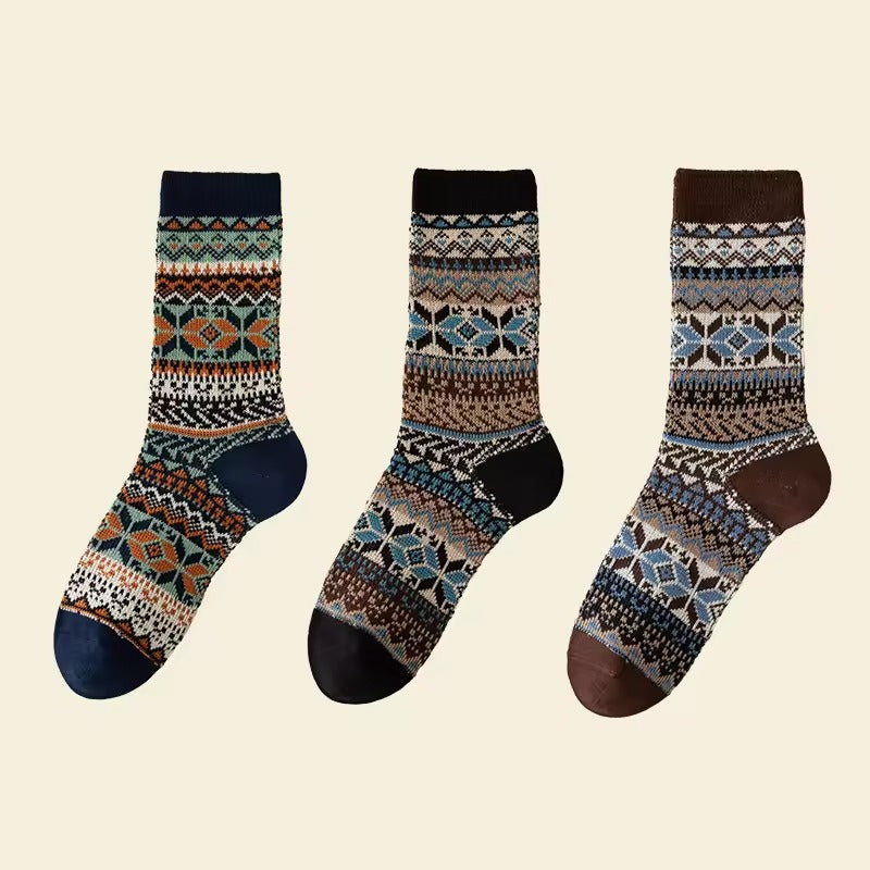 3 Pairs Men's Funky Pattern Crew Socks