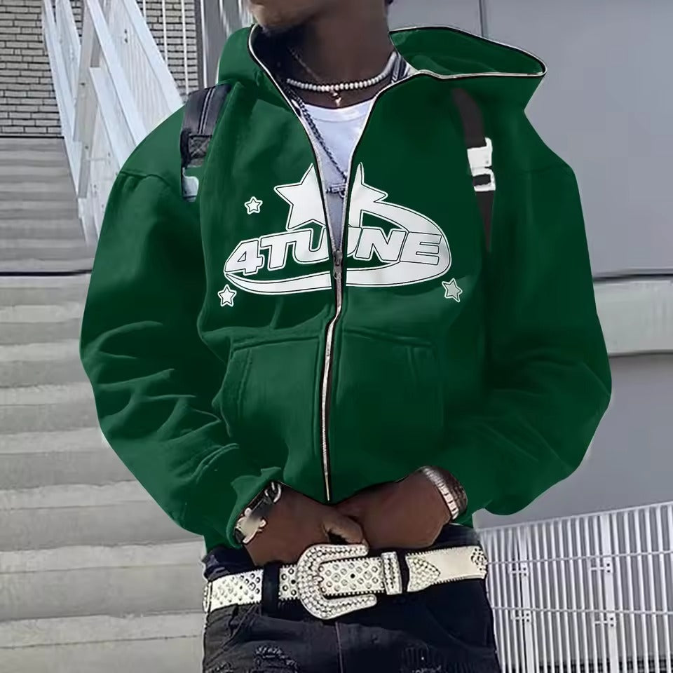 Y2K Zip-Up Hoodie Cardigan