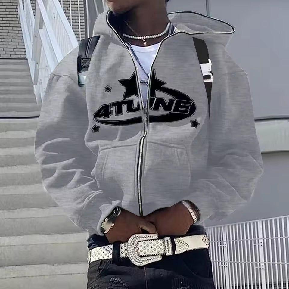 Y2K Zip-Up Hoodie Cardigan