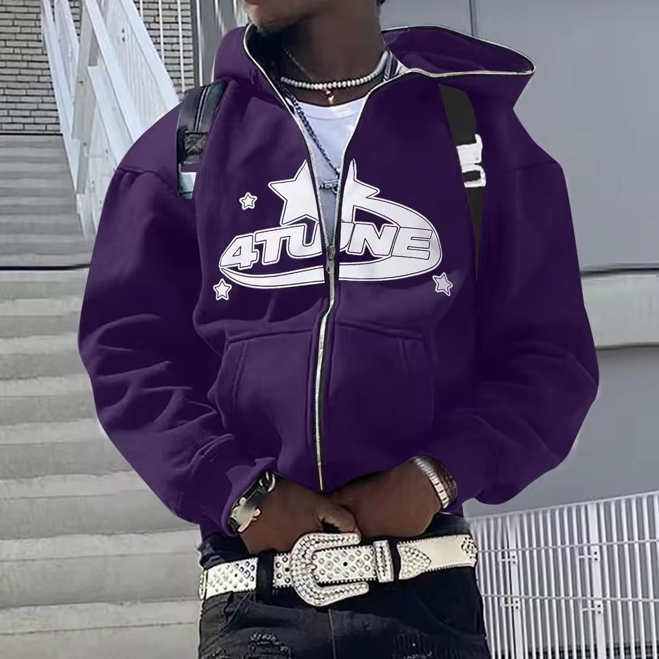 Y2K Zip-Up Hoodie Cardigan