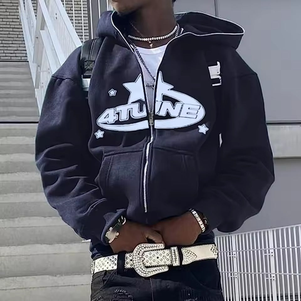 Y2K Zip-Up Hoodie Cardigan