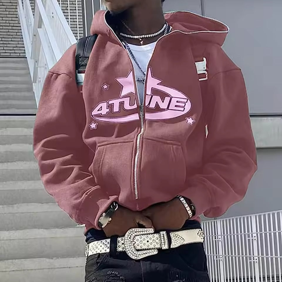 Y2K Zip-Up Hoodie Cardigan