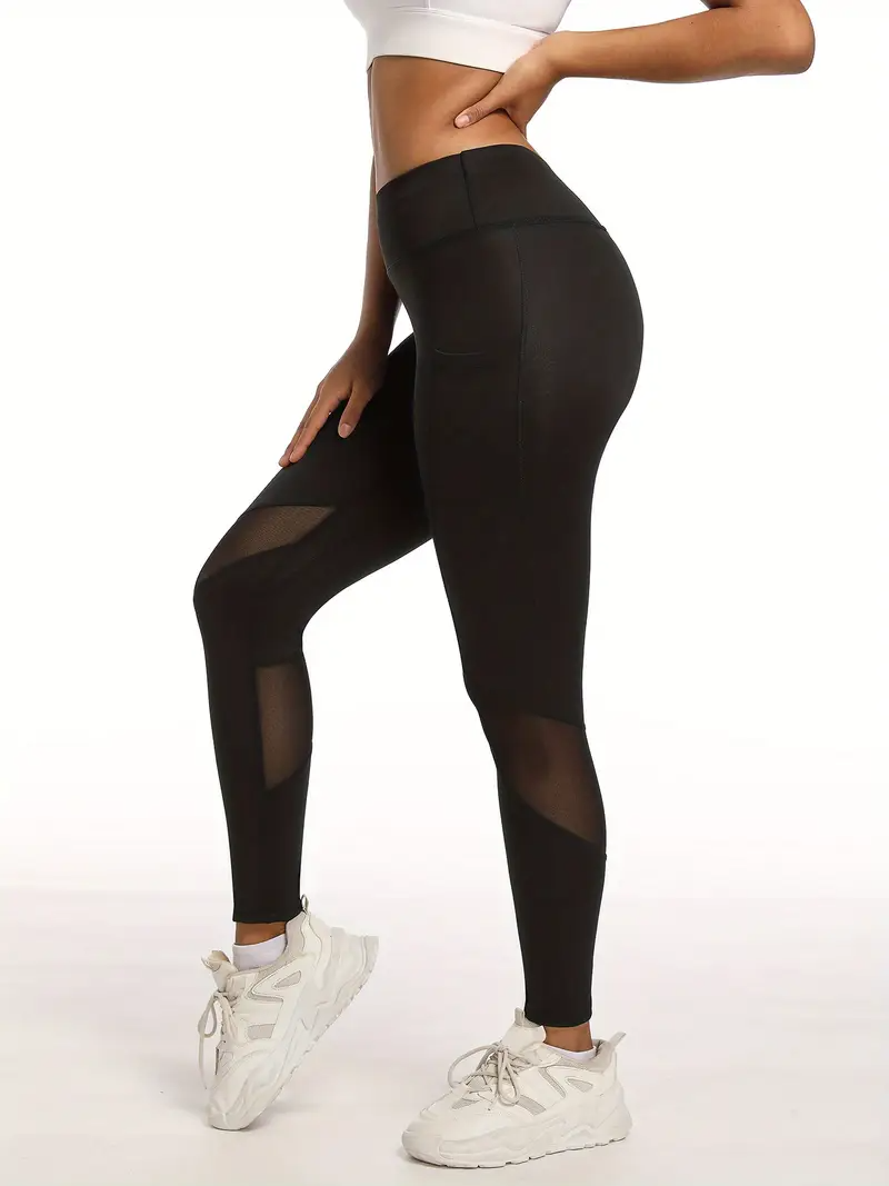 High-Waisted Mesh Stitching Workout Leggings