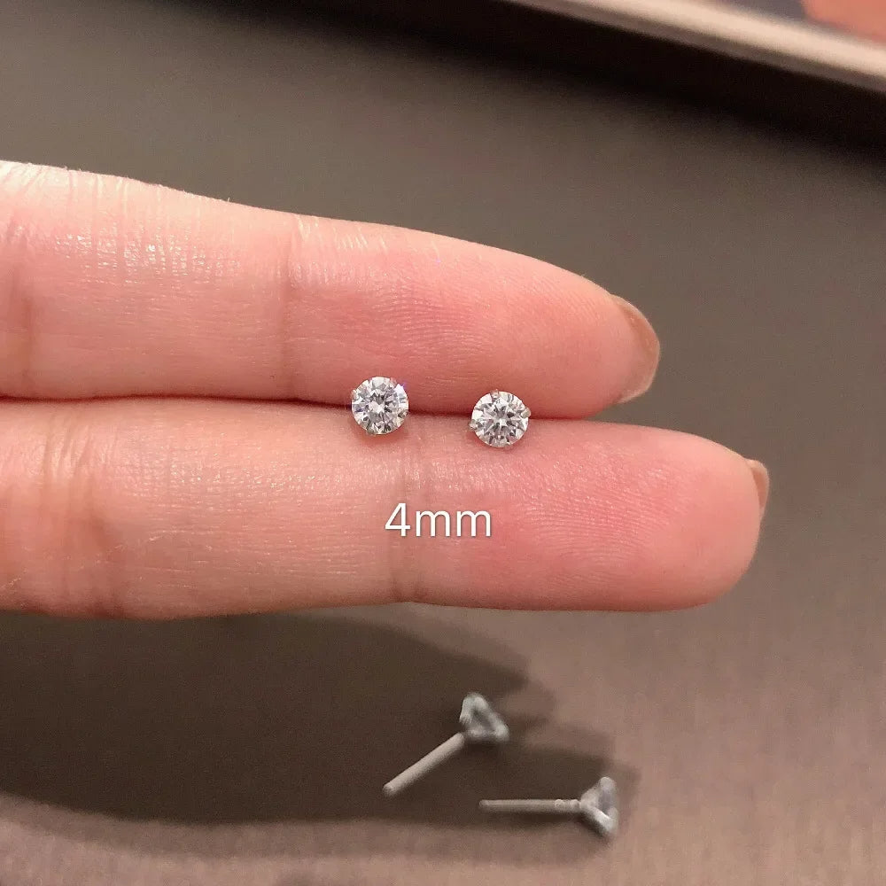 925 Sterling Silver Tiny Crystal Stud Earrings