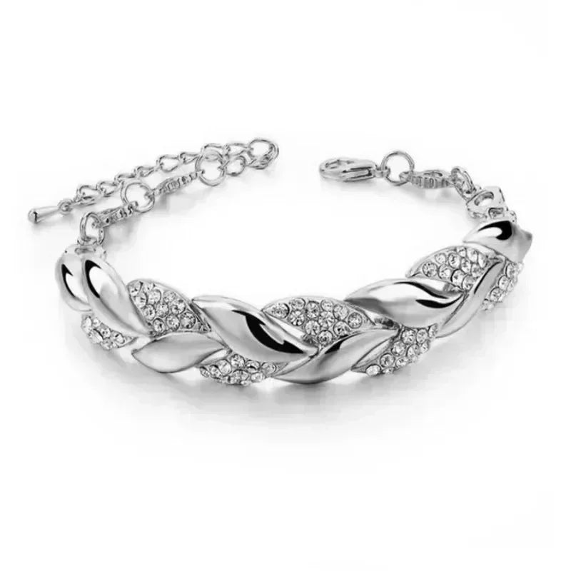 Vintage 925 Sterling Silver Heart Charm Bracelet for Women