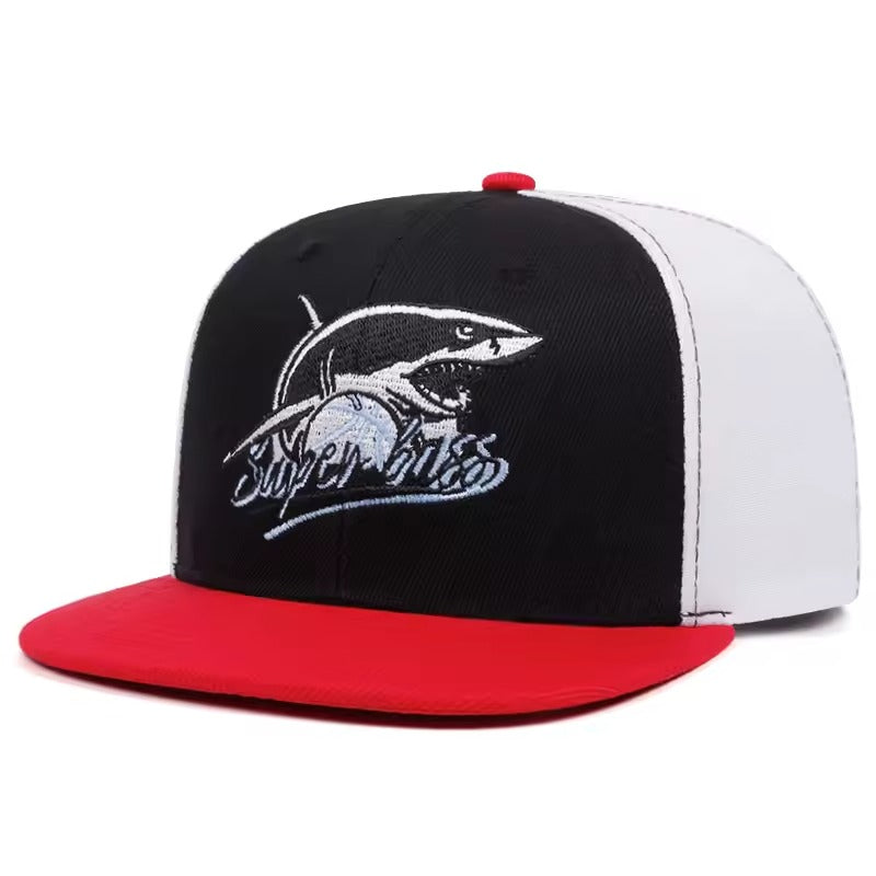 Shark Embroidered Snapback Cap