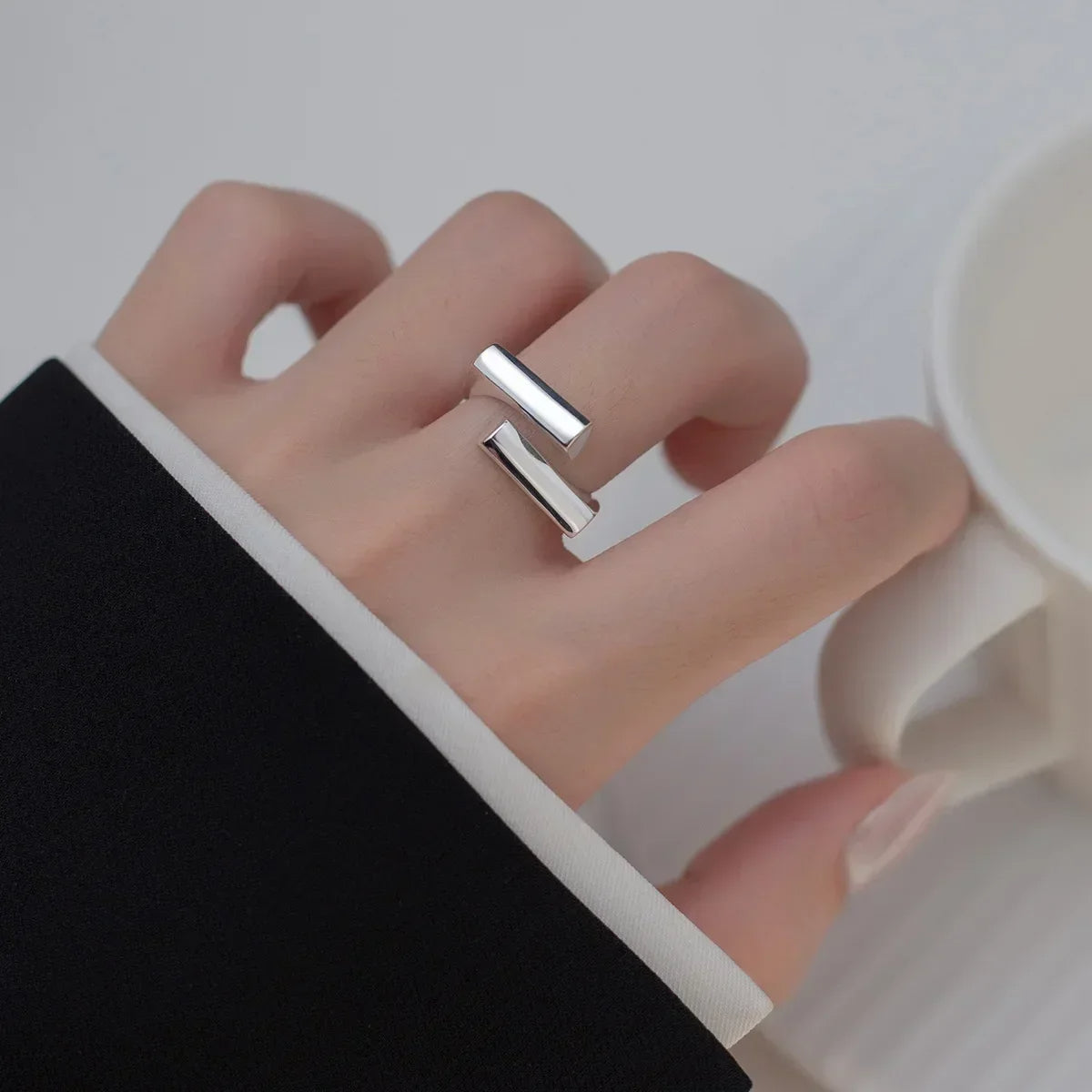 925 Sterling Silver Irregular Open Ring for Women