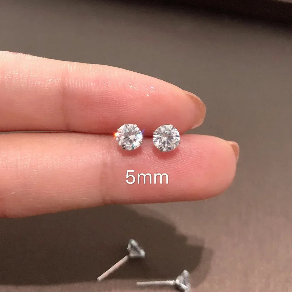 925 Sterling Silver Tiny Crystal Stud Earrings