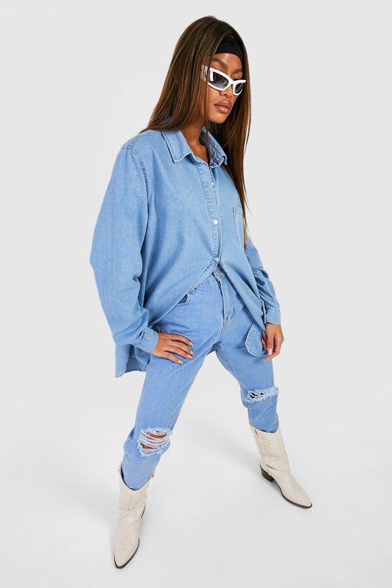 Basics High Waisted Ripped Mom Jeans