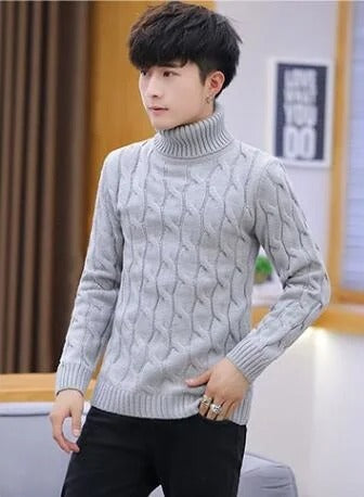 Men's White Turtleneck Sweater