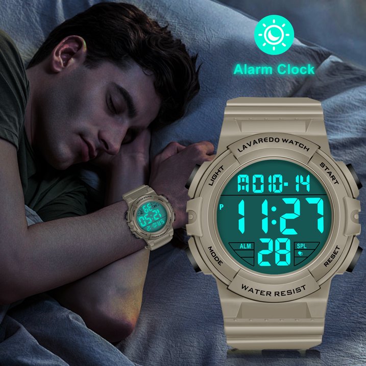 Men's Digital Sports Watch With Stopwatch/Alarm/Dual Time/ LED Backlight Outdoor Sports Waterproof Watch PU Strap Gifts for Man