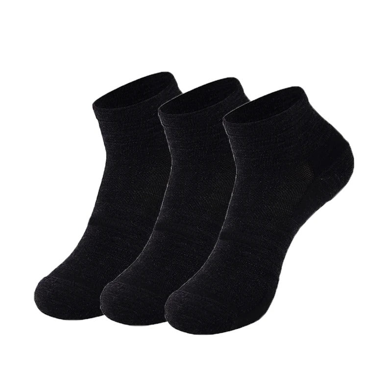 Merino Wool Ultra-Light Athletic Ankle Socks – 3 Pairs