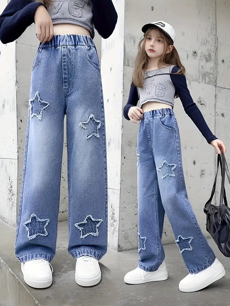 Y2K Style Five-Point Star Jeans for Girls