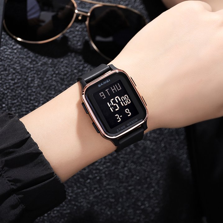 SKMEI Men's Digital Multifunction Watch Outdoor Casual Square 50M Waterproof Led Light Wristwatch
