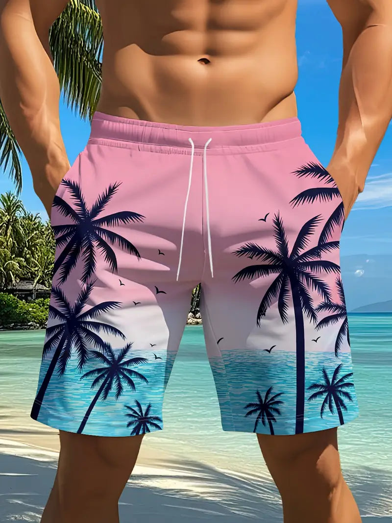Men's Tropical Palm Tree Print Swim Shorts