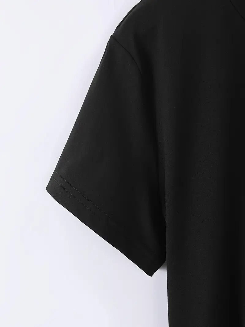 Women'S Casual Polyester T-Shirt Crew Neck Top