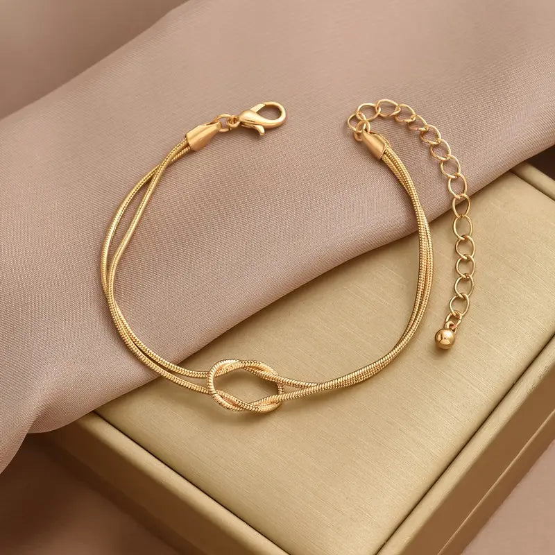 Elegant Copper Knotted Snake Bone Bracelet