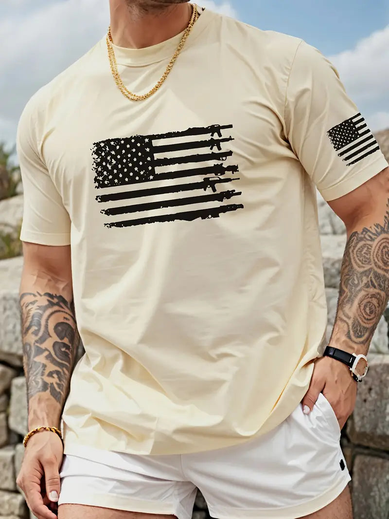 Men's Casual Crew Neck Graphic T-shirt