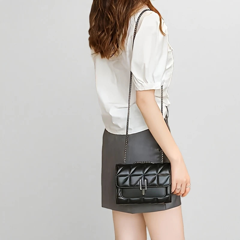 Elegant Black Quilted Crossbody Bag for Women