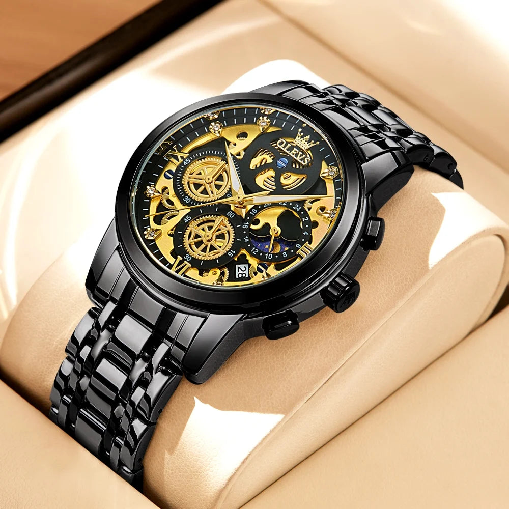 OLEVS Mens Watch Chronograph Luxury Diamond Dress Business Analog Quartz