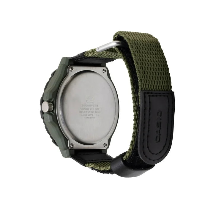 Casio Men's Large Dial Analog Sport Watch with Green Nylon Strap
