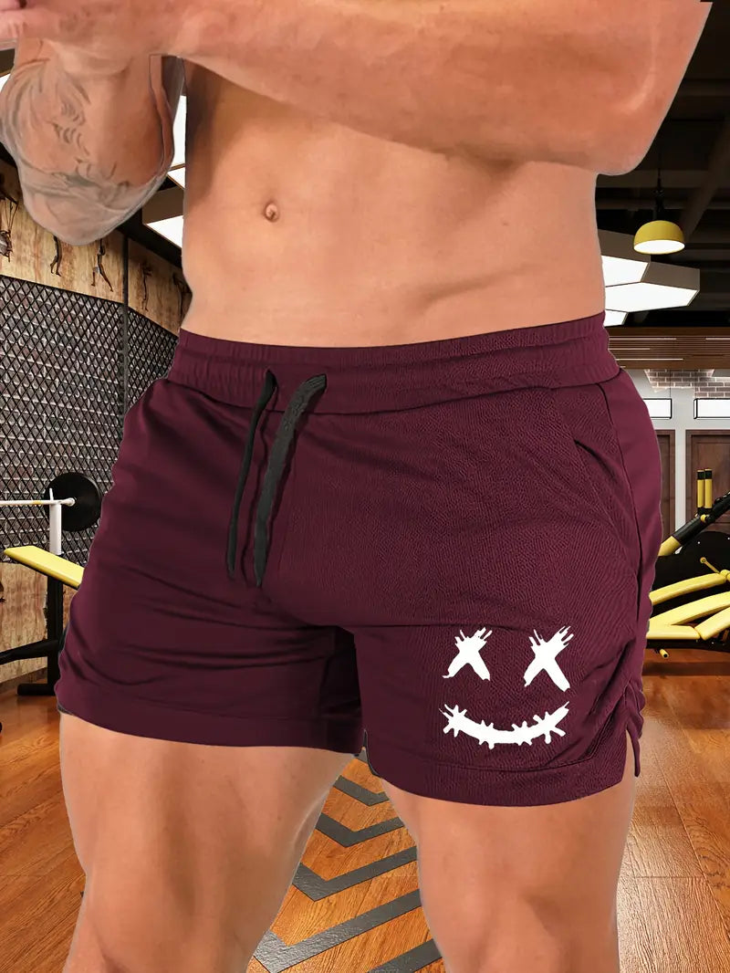 Men's Polyester Athleisure Joyful Face Print Shorts