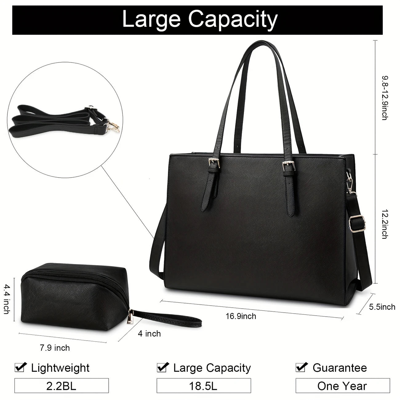 Women Waterproof Lightweight 15.6 Inch Computer Tote Bag Business Office Briefcase Large Capacity
