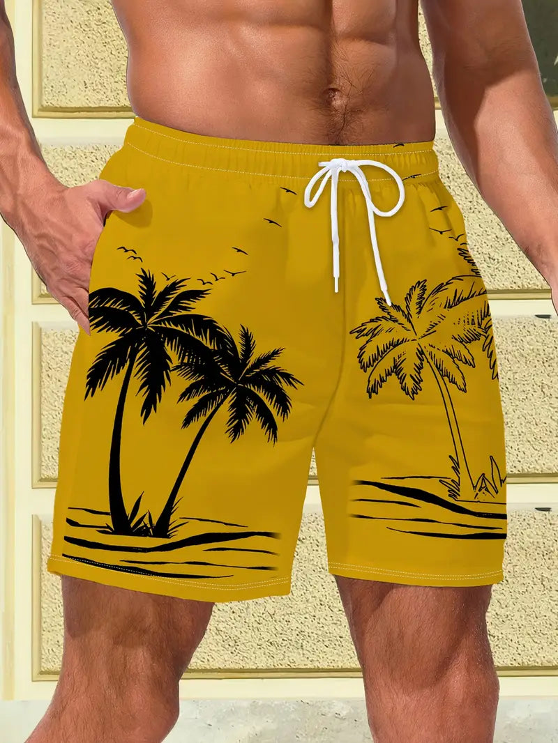 Men’s Tropical Palm Tree Print Swim Shorts
