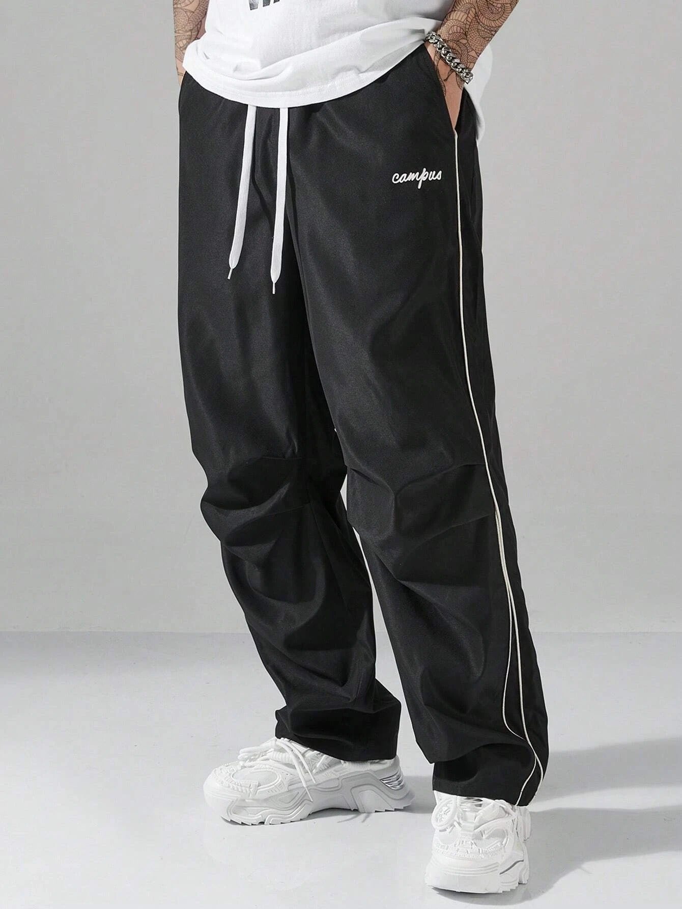 Larbulse Men's Contrast Trim Trousers