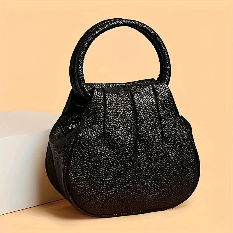 Compact Round Crossbody Bag with Zipper Closure