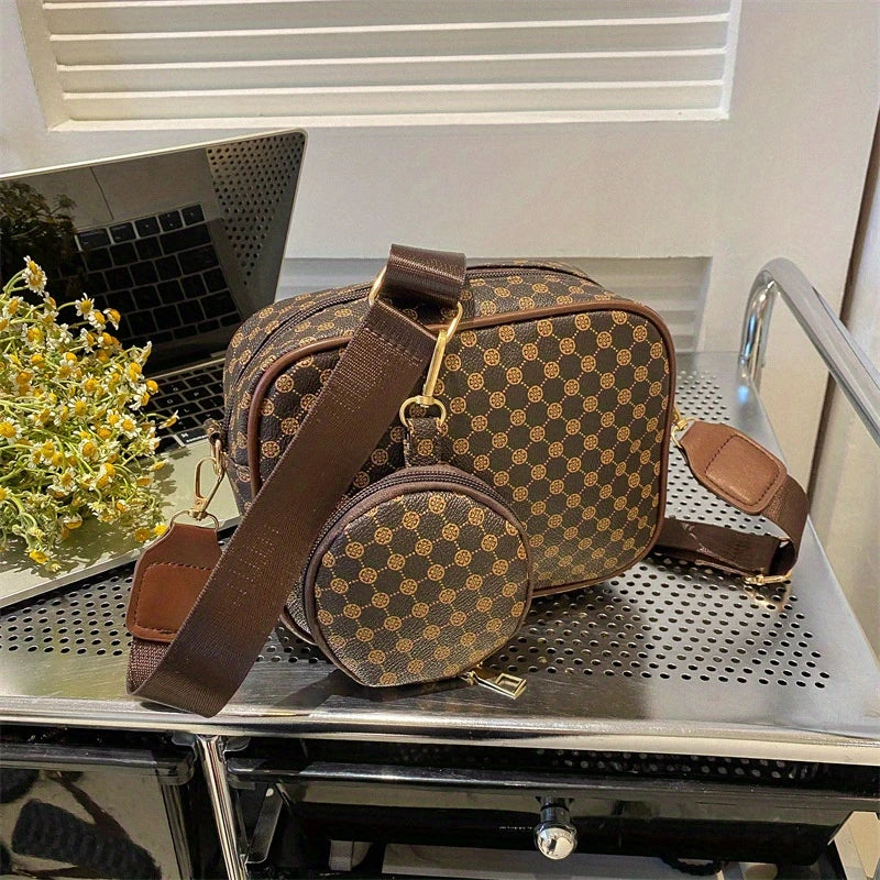 Fashion Vintage Letter Small Square Crossbody Bag Set