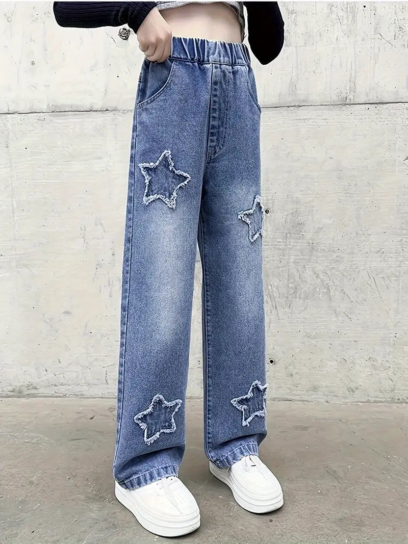 Y2K Style Five-Point Star Jeans for Girls