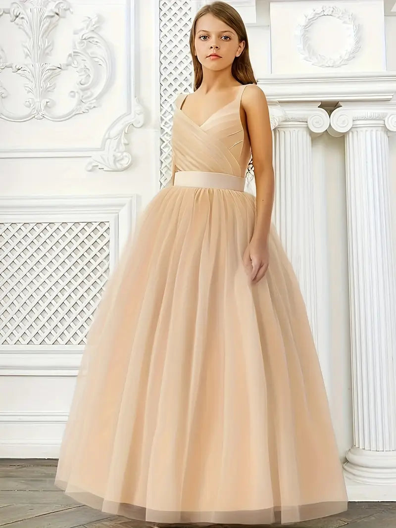 Sleeveless Tulle Flower Dress