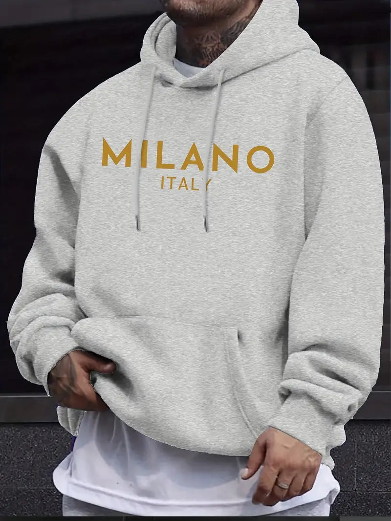 Cozy Men's Casual Hoodie with Letter Print