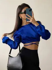 Fashion Top: Trendy Crop with Long Sleeves
