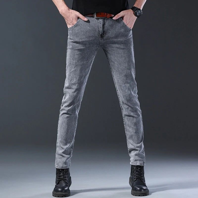 Men’s Slim Fit Korean Style Gray Stretch Denim Jeans