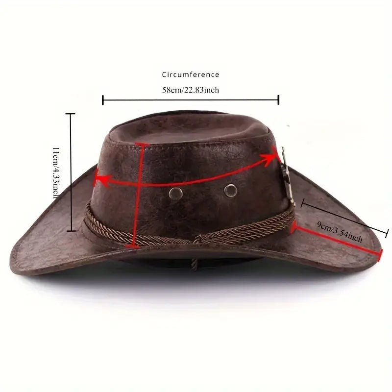 Authentic Western Cowboy Hat with Rivet Belt