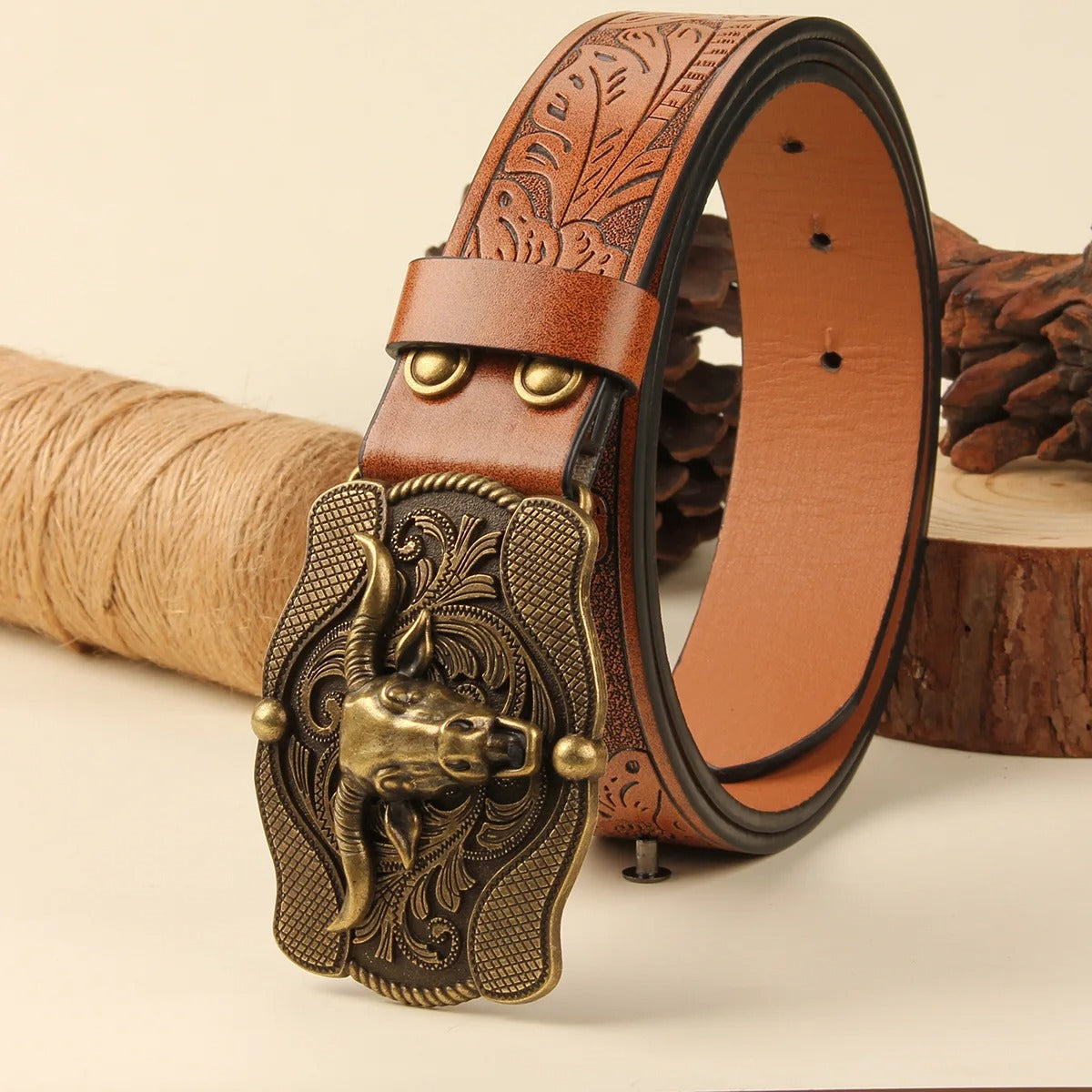 Adjustable Western Cowboy Leather Belt – 120cm