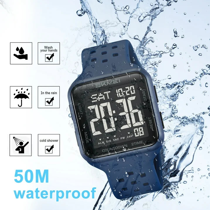 Digital Watch Outdoor Sports Waterproof Large Face Wrist Watches for Men