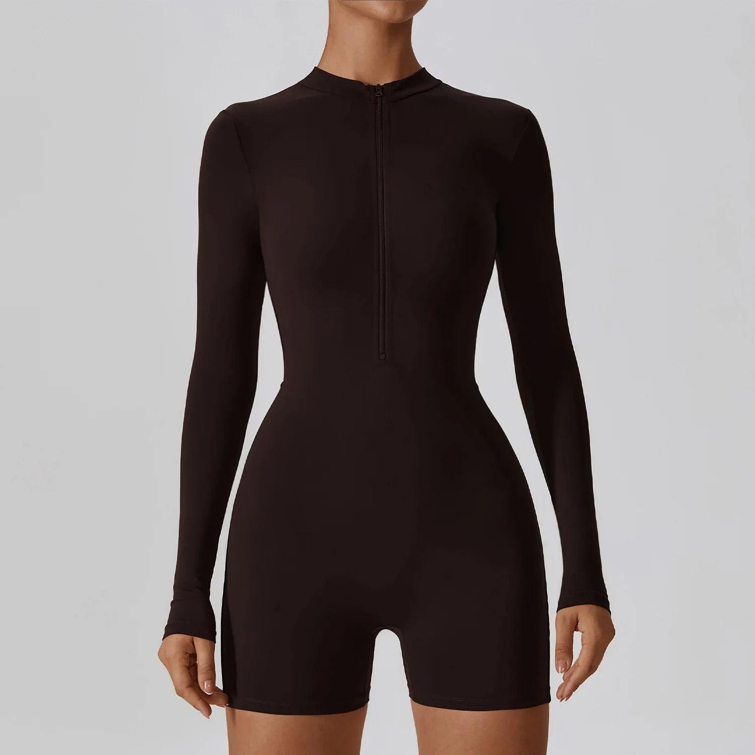 Women's Zipper Long Sleeve Workout Jumpsuit