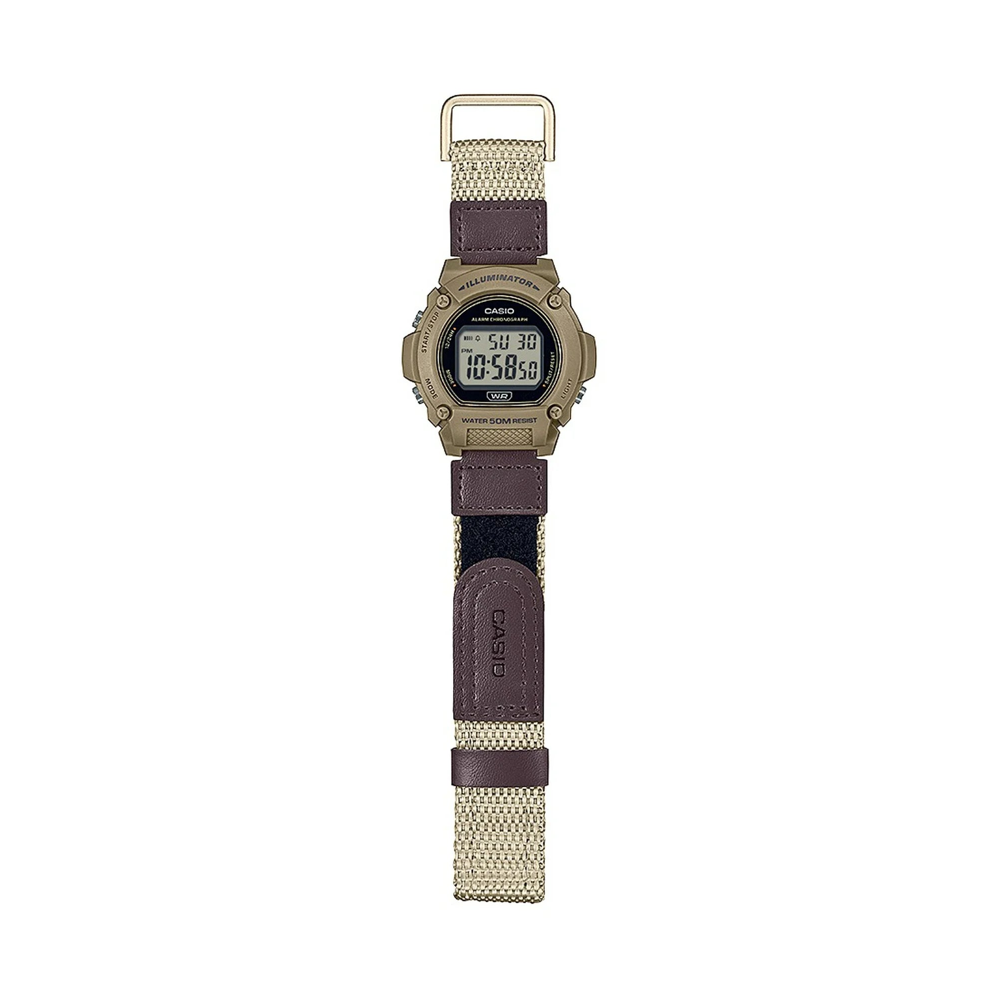 Casio Mens Digital Cloth Band Wristwatch, Tan