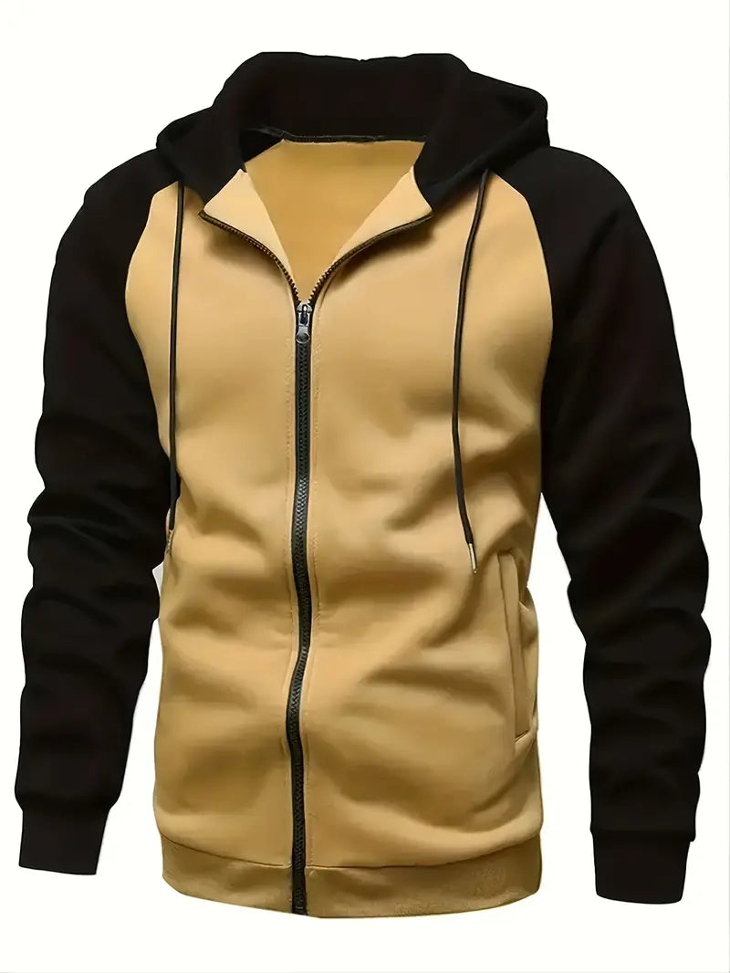 Men's Hooded Zip-Up Jacket with Pockets