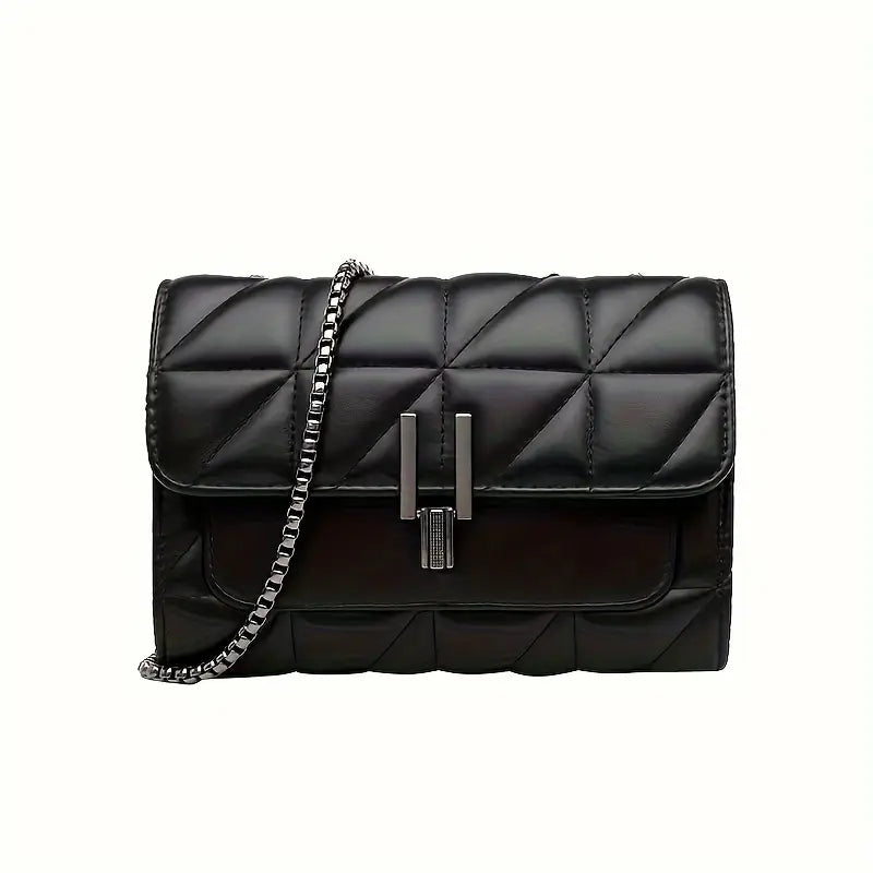 Black Faux Leather Shoulder Bag